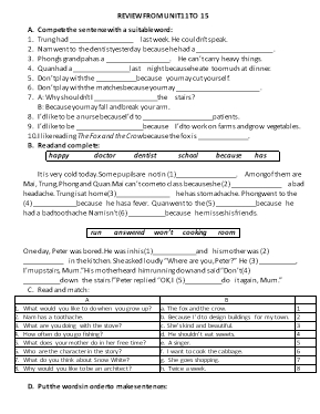 Đề ôn tập kiểm tra giữa học kì II Tiếng anh lớp 5 - Năm học 2016-2017